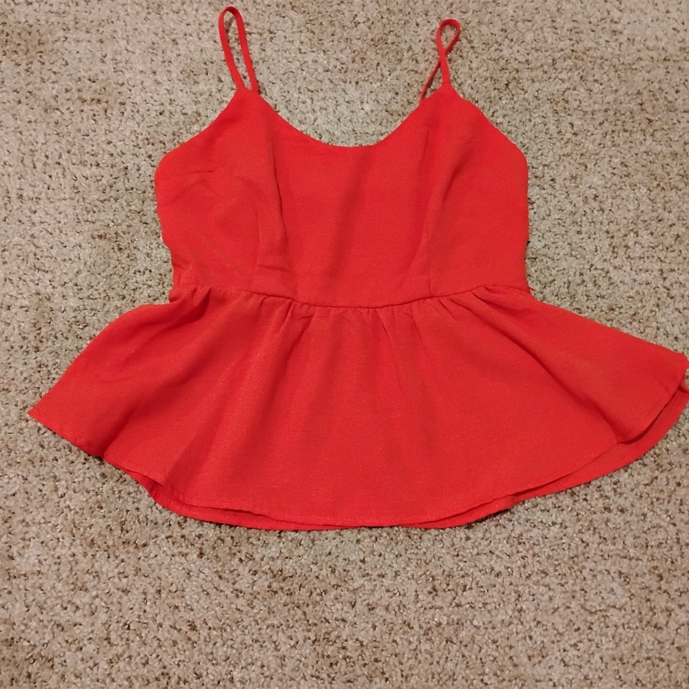 Stylish Red Peplum Top